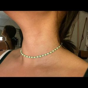 green glossed beaded choker